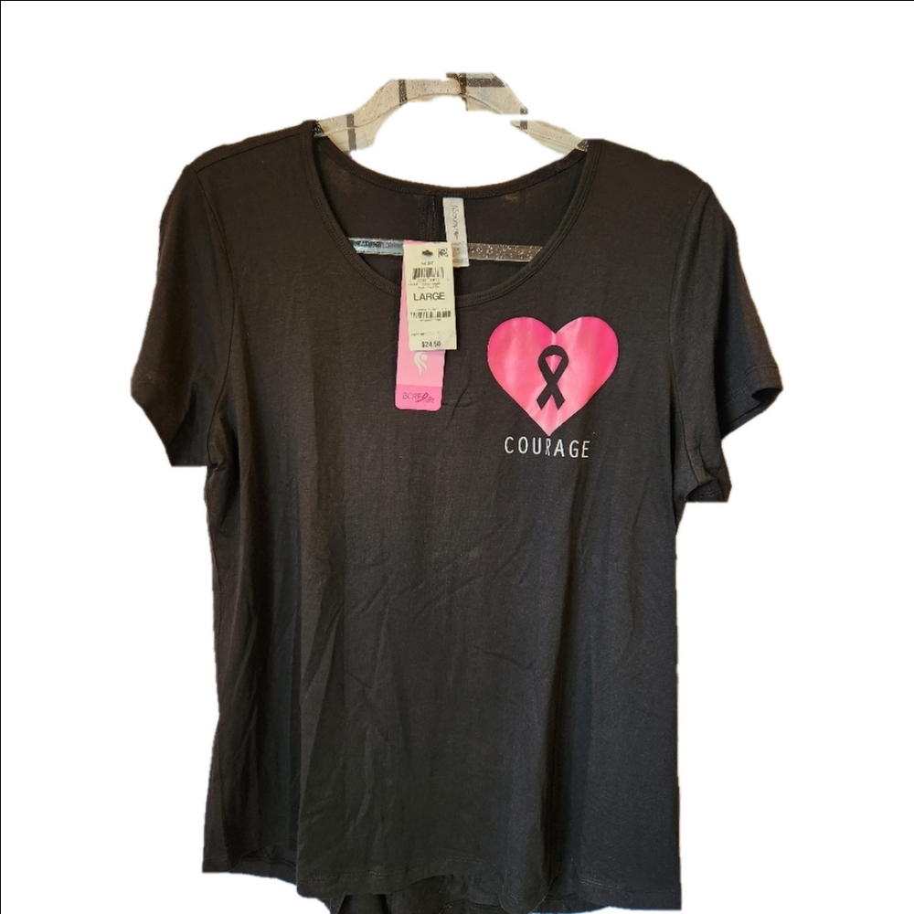 Courage Black T-Shirt with Pink Heart